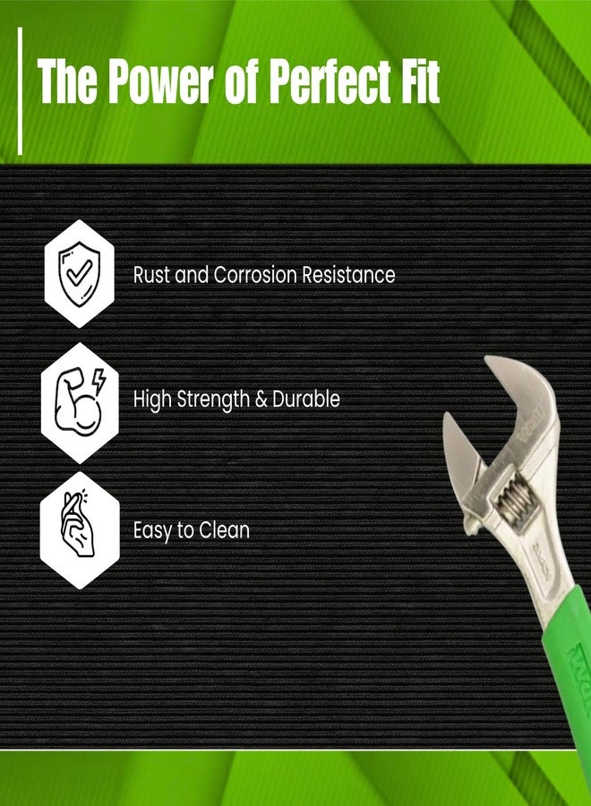 Wulf 8 Inch Adjustable Wrench | Heavy Duty Alloy Steel Spanner with Smooth Screw Adjustment | Single Sided Hand Tool with Comfortable Grip | Fully Hardened for Extra Strength & Durability - Image 4